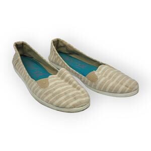 Blowfish Malibu Strip Canvas Slip On Loafer Shoes 9.5 Boho Normcore Cottagecore